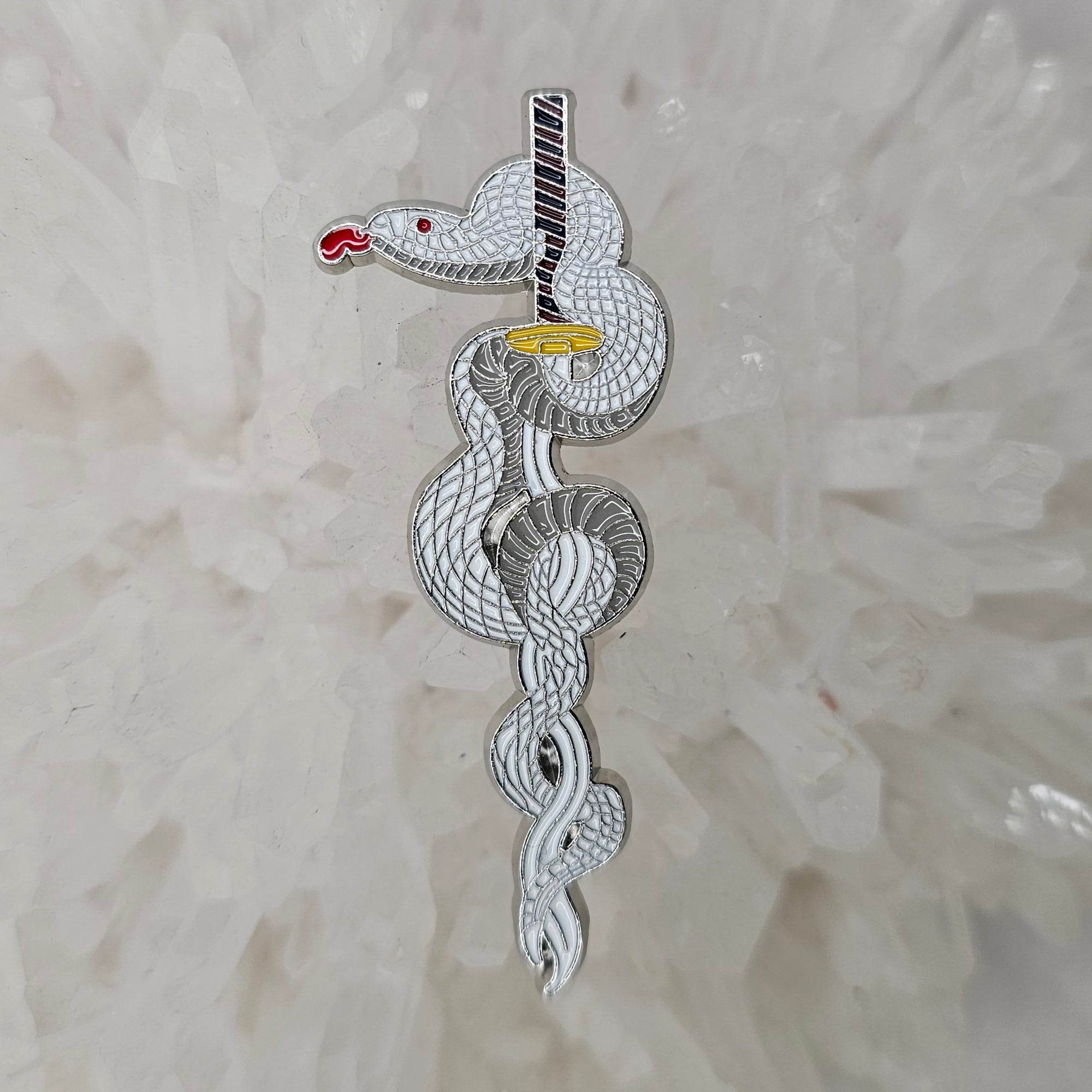 White Snake Serpent Katana Samurai Sword Manga Cartoon Anime Art Enamel Pins Hat Pins Lapel Pin Brooch Badge Festival Pin
