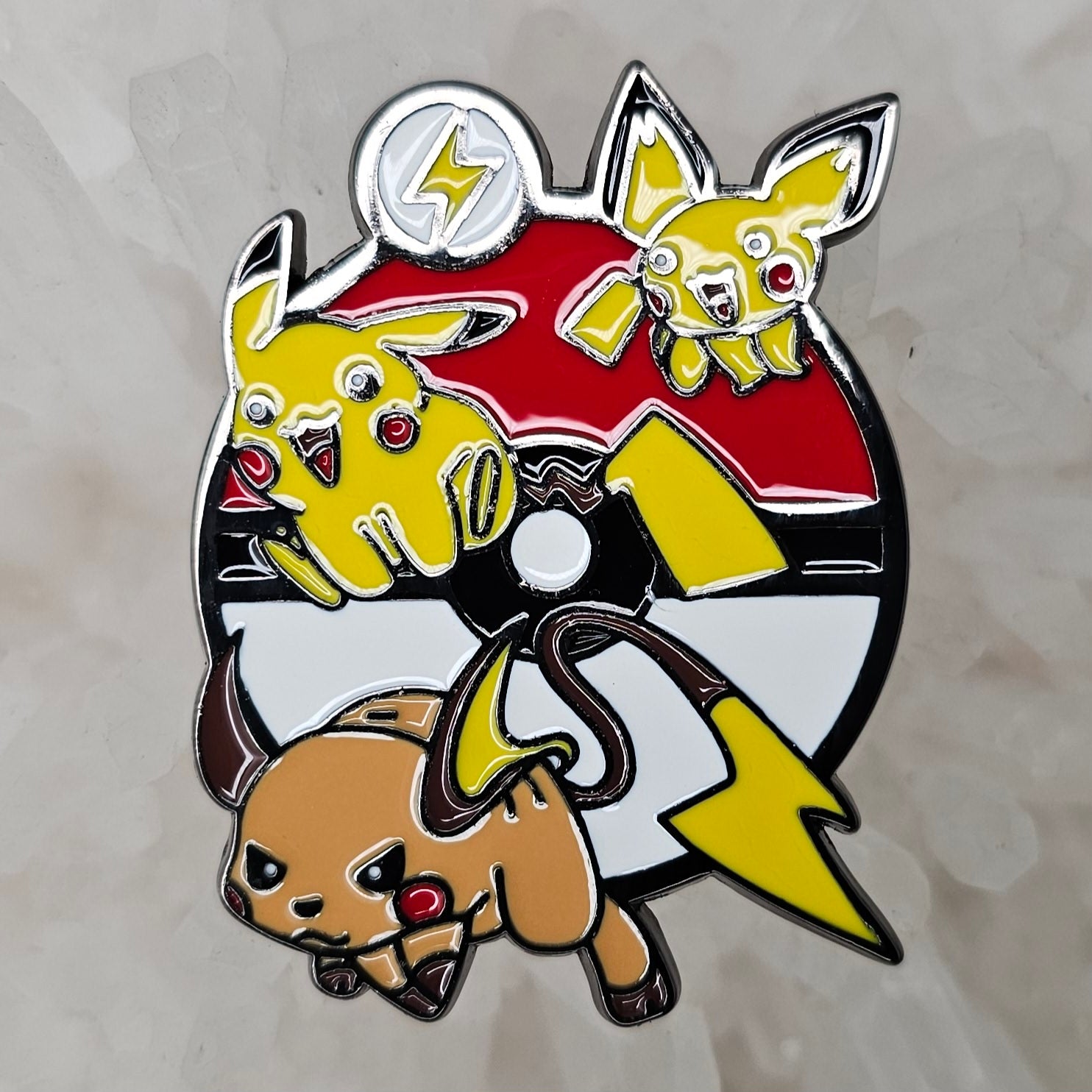 Pikachu Evolution Raichu Pokeball Cartoon Movie Game Enamel Pins Hat Pins Lapel Pin Brooch Badge Festival Pin