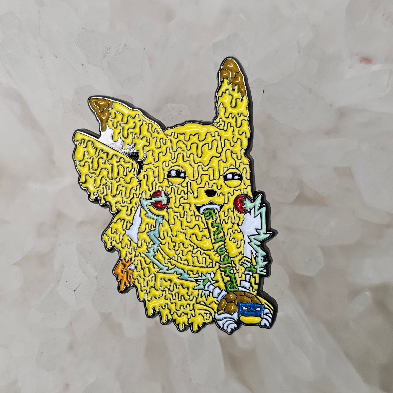Stoner Pikachu Melt Art Drippy Dab Pokeball Cartoon Movie Game Enamel Pins Hat Pins Lapel Pin Brooch Badge Festival Pin