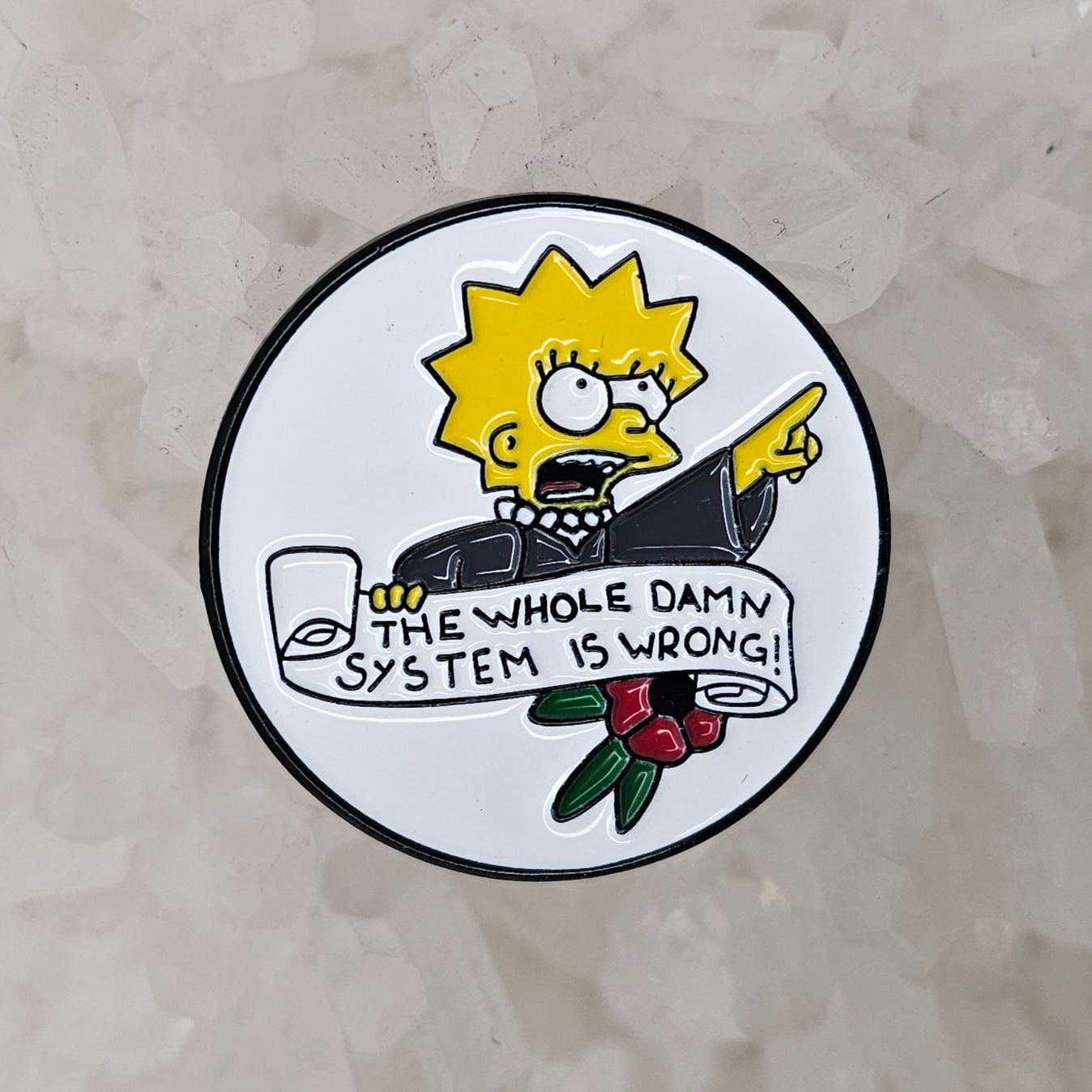 Lisa The Whole Damn System Is Wrong Simpson 90s Cartoon Tv Enamel Pins Hat Pins Lapel Pin Brooch Badge Festival Pin