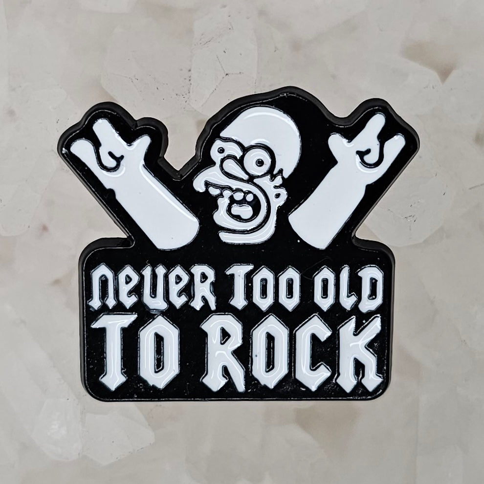 Never Too Old To Rock Heady Homer Simpson 90s Cartoon Tv Enamel Pins Hat Pins Lapel Pin Brooch Badge Festival Pin