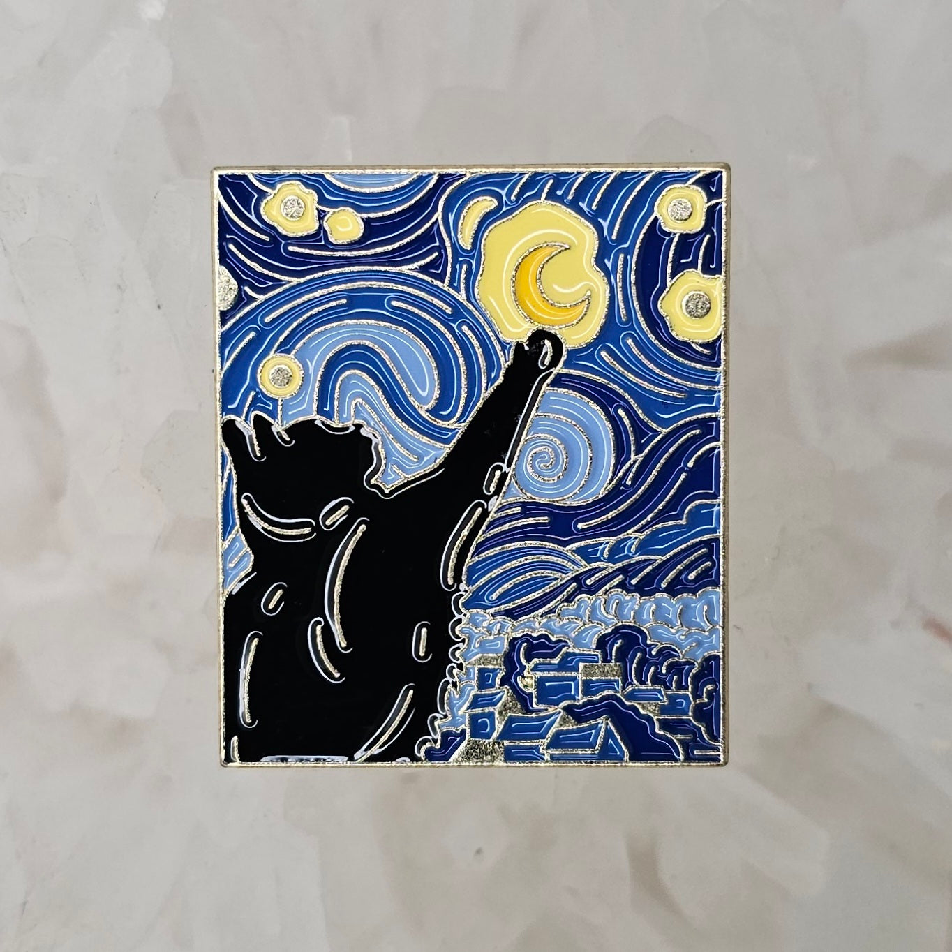 Vincent Van Cat Van Gogh Starry Cat Night V3 Enamel Pins Hat Pins Lapel Pin Brooch Badge Festival Pin