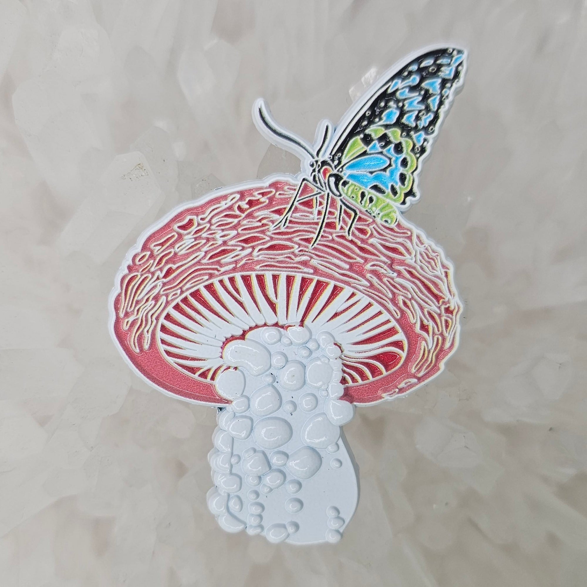 5 Pack - 3D Butterfly Magic Mushroom Psychedelic Shroom Nature Art Wholesale Enamel Pins Hat Pins Bulk Lapel Pin Brooch Badge Festival Pin