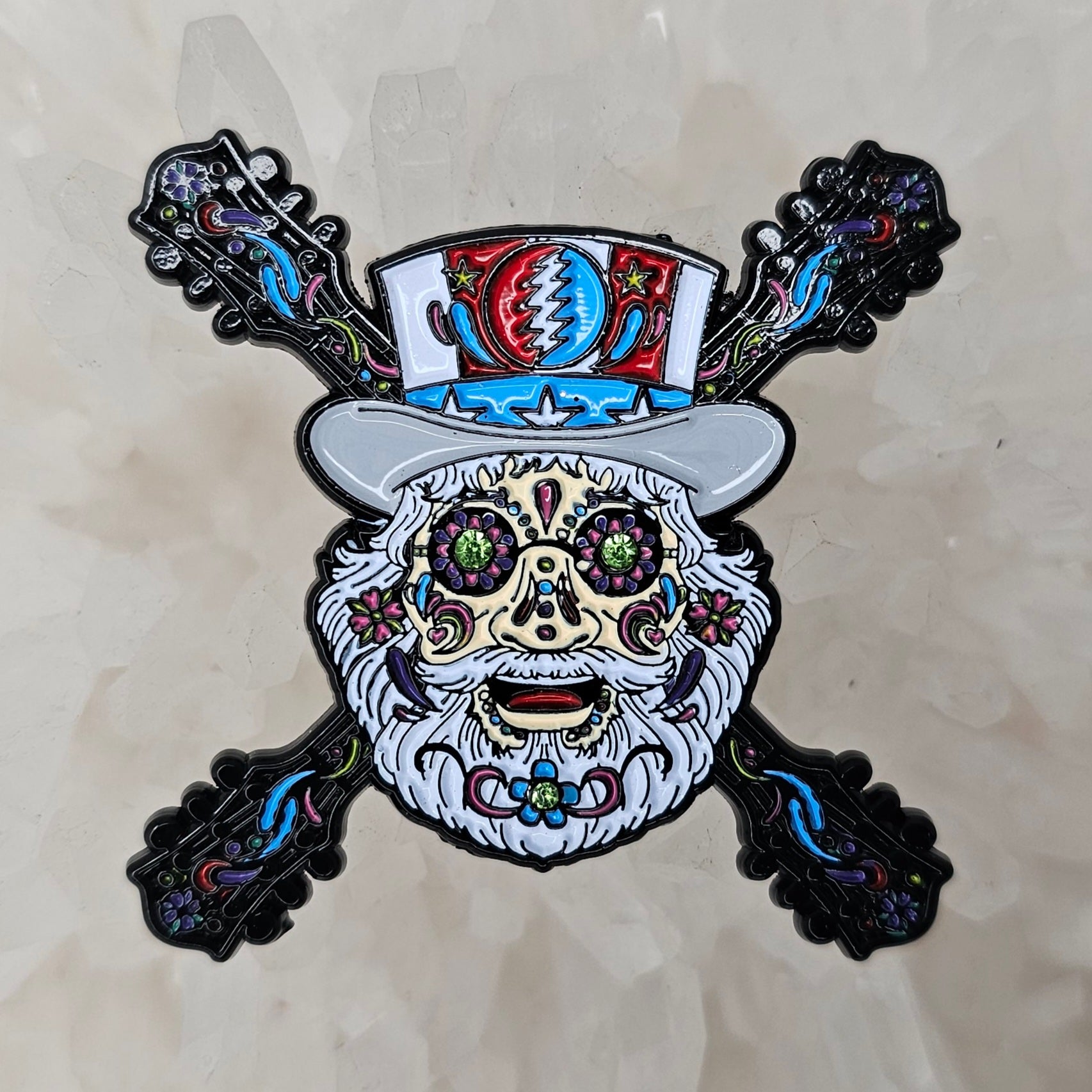Forever Grateful Sugar Skull Uncle Jerry Garcia Dead Lot Enamel Pins Hat Pins Lapel Pin Brooch Badge Festival Pin