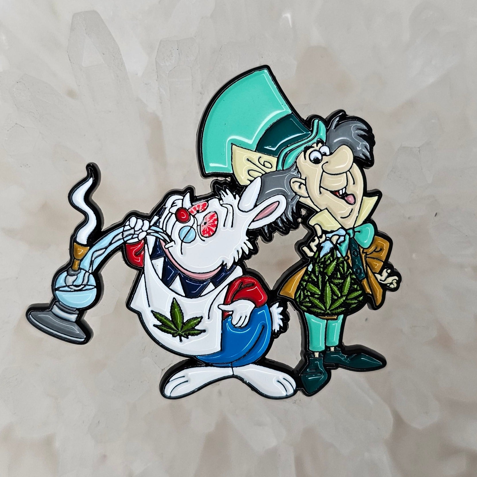 Alice Weed Tea Party Mad Hatter White Rabbit Enamel Pins Hat Pins Lapel Pin Brooch Badge Festival Pin