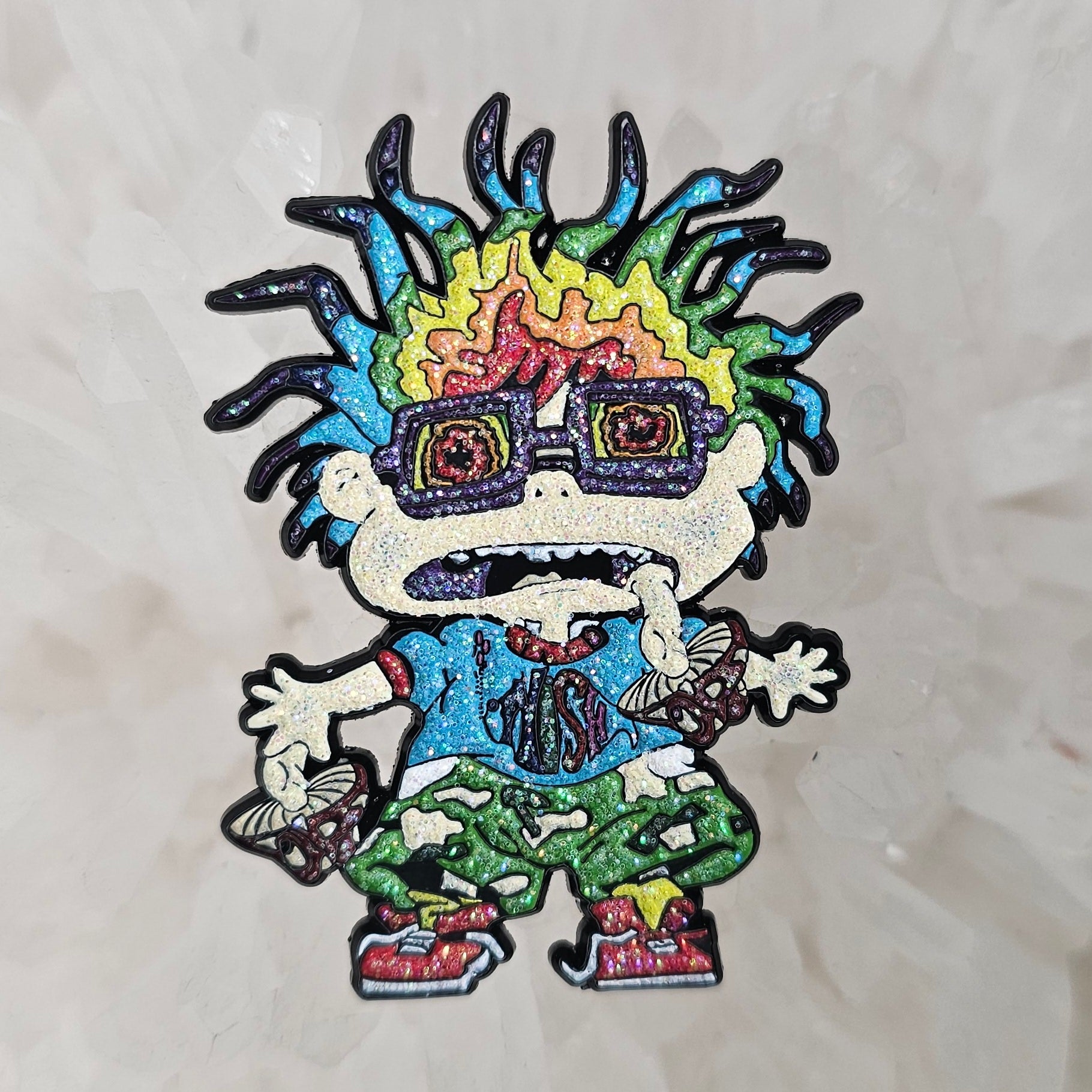 10 Pack - Trippy Chuckie Rug Rat Grateful Dead Head Hippie Phish 90s Cartoon Wholesale Red Glow Enamel Pins Hat Pins Lapel Pin Brooch Badge Festival Pin