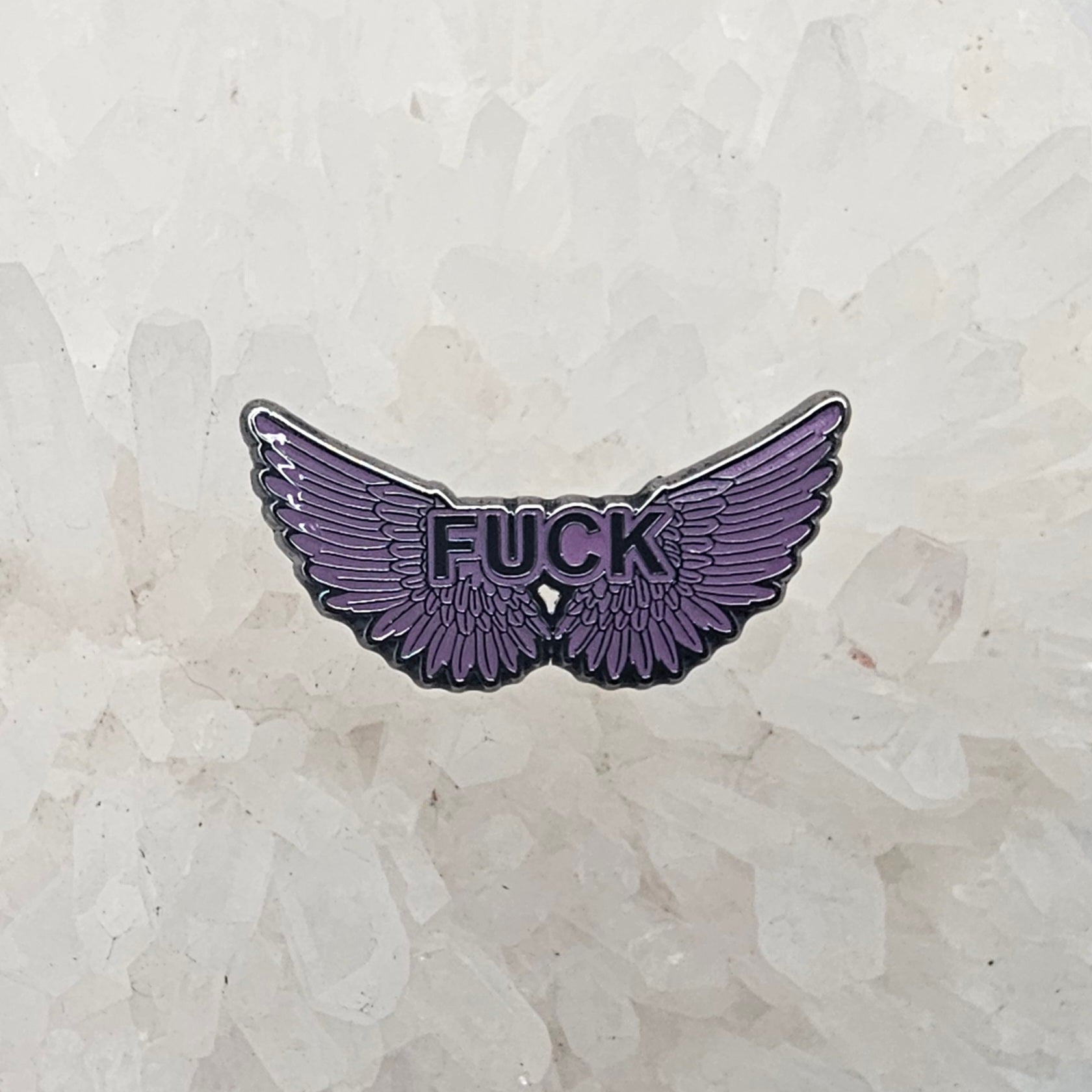 Dont Give A Flying Fuck Wings Funny Comedy Purple Enamel Pins Hat Pins Lapel Pin Brooch Badge Festival Pin