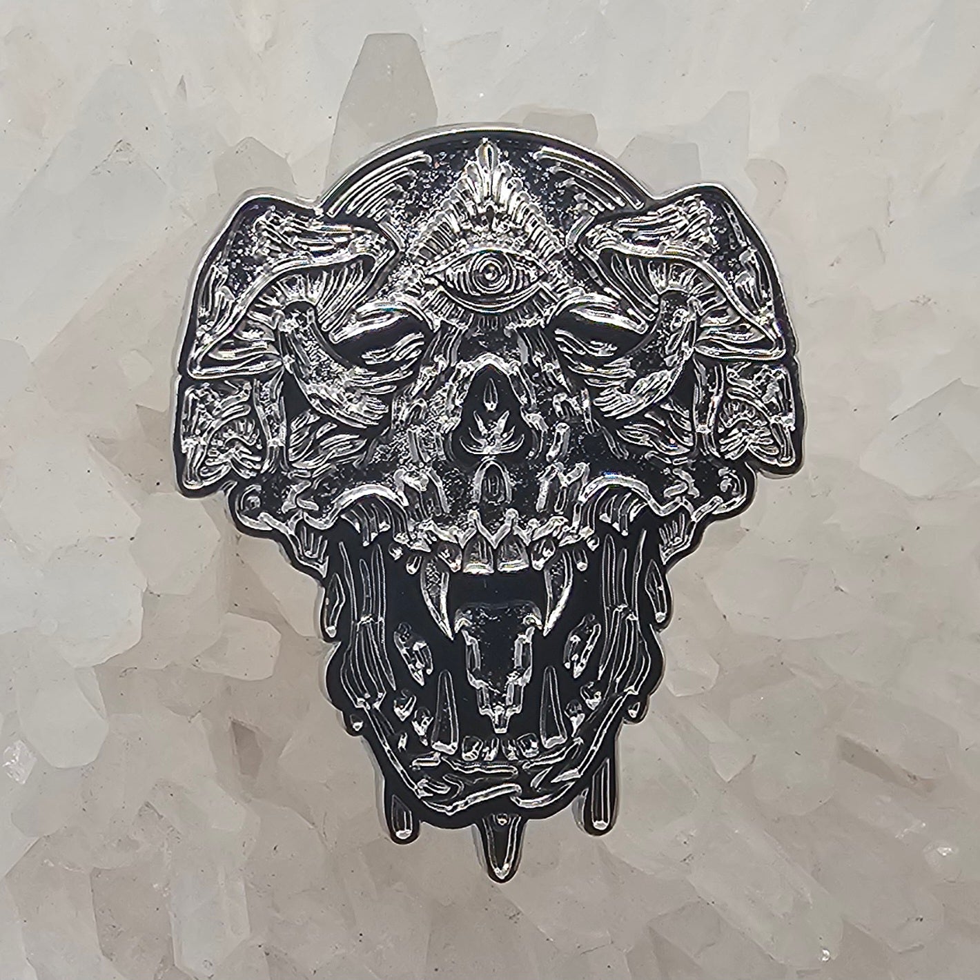Silver Third Eye Mushroom Tribal Skull Psychedelic Zombie Art Enamel Pins Hat Pins Lapel Pin Brooch Badge Festival Pin