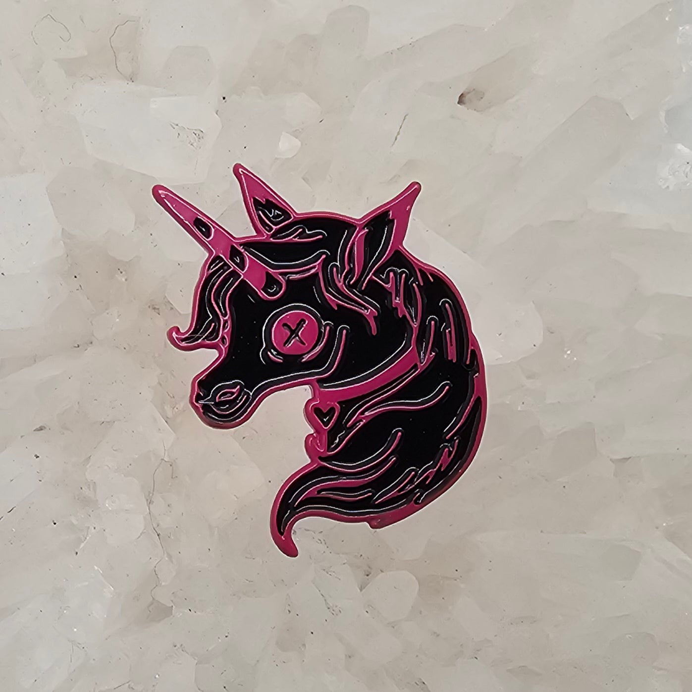Set of 2 Creepy Unicorn Zombie Horse Pink Metal Enamel Pin Set(2) Hat Pins Lapel Pin Brooch Badge Festival Pin