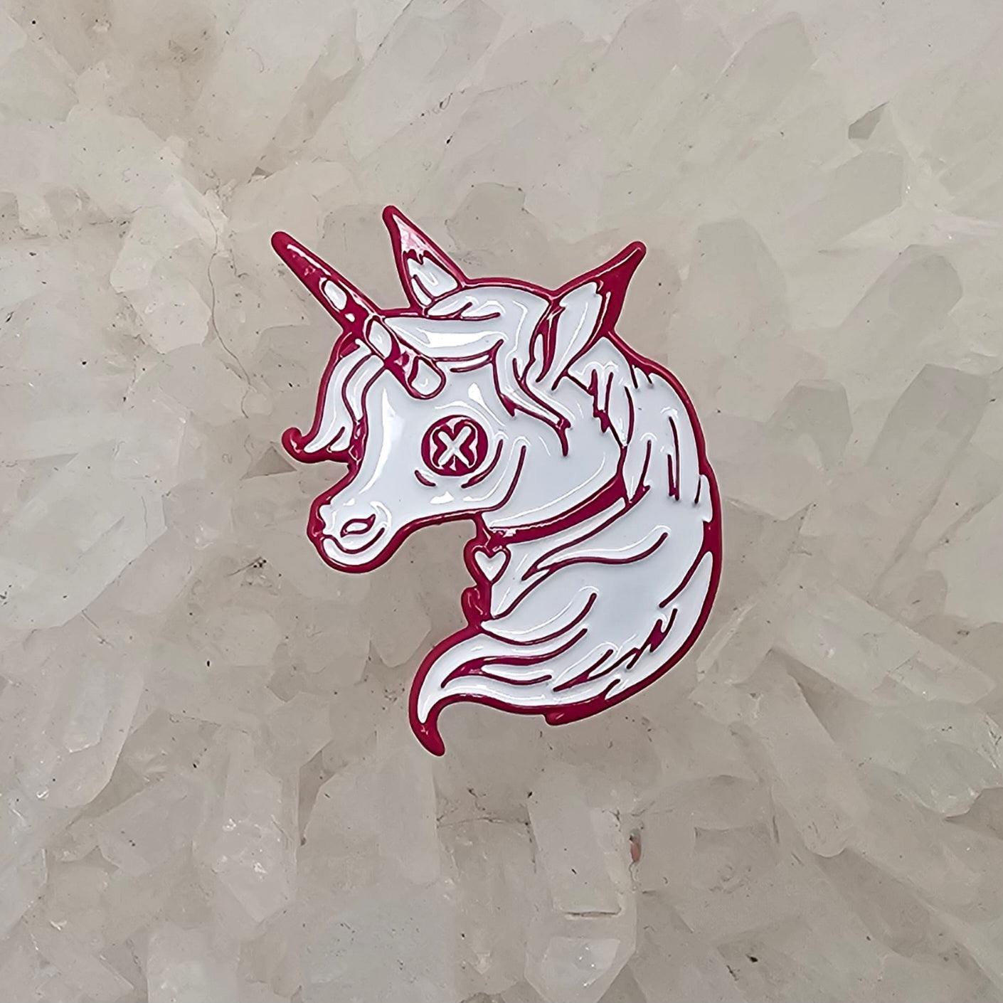 Creepy Unicorn Zombie Horse White Pink Metal Enamel Pins Hat Pins Lapel Pin Brooch Badge Festival Pin