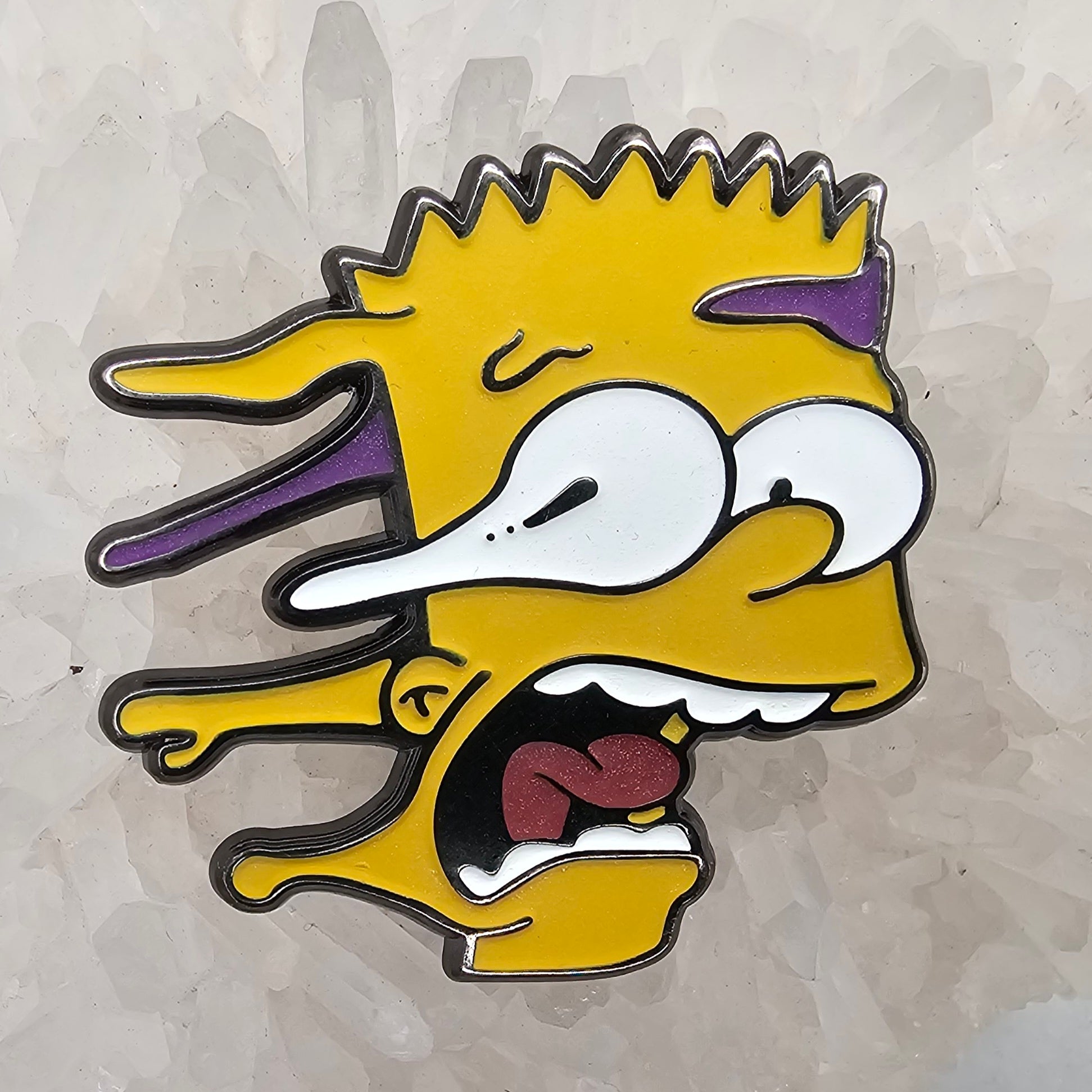 Psychedelic Face Melt Bart Trippy Simpson Cartoon Glow Enamel Pins Hat Pins Lapel Pin Brooch Badge Festival Pin