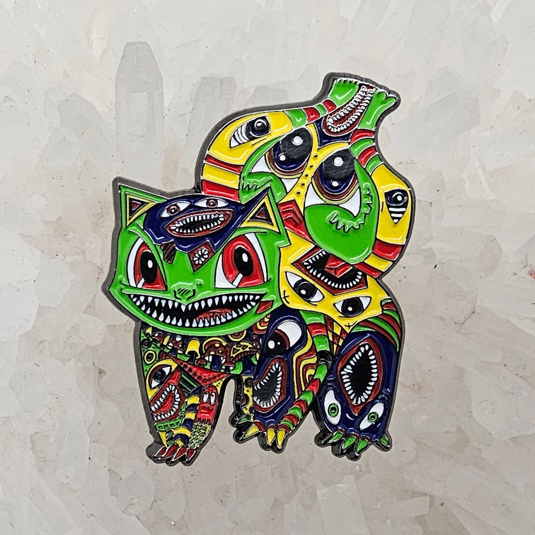 Psychedelic Monster Face Bulbasaur Poke Ball Video Game Enamel Pins Hat Pins Lapel Pin Brooch Badge Festival Pin