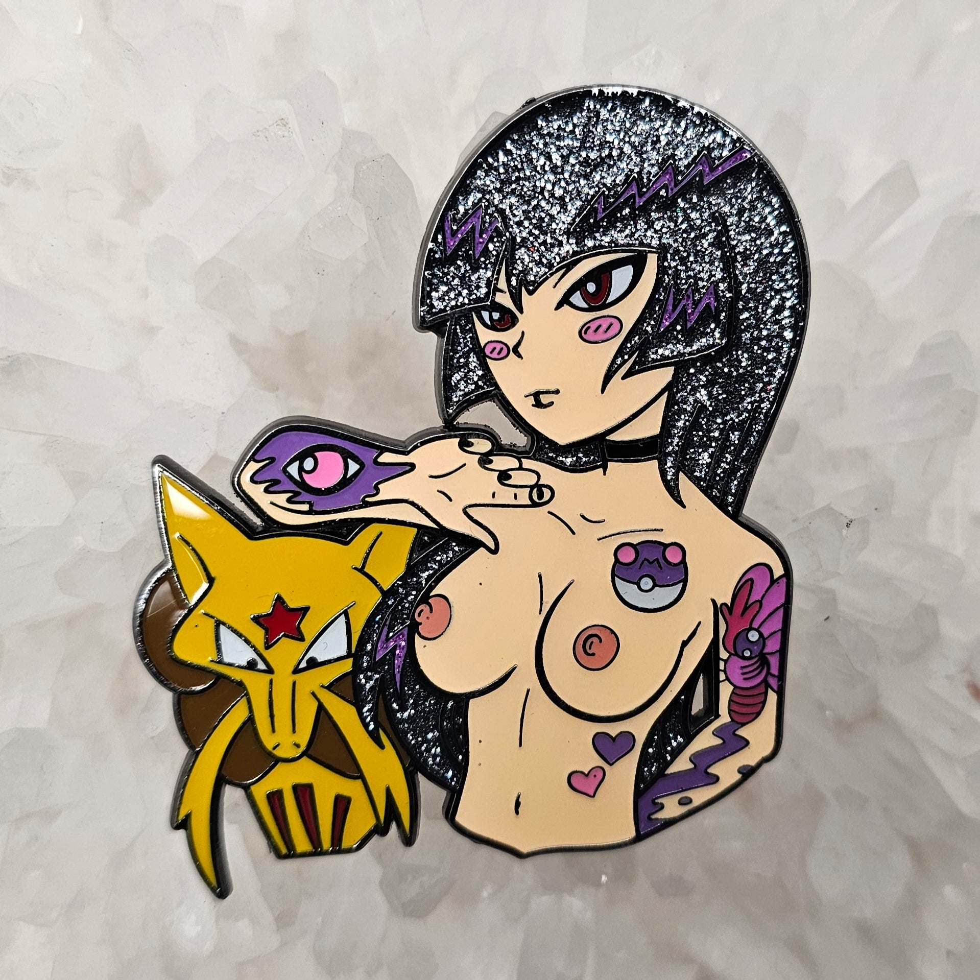 Sexy Psychic Gym Leader Sabrina Kinked Alakazam Poke Ball Erotic Anime Manga Pin Up Enamel Pins Hat Pins Lapel Pin Brooch Badge Festival Pin