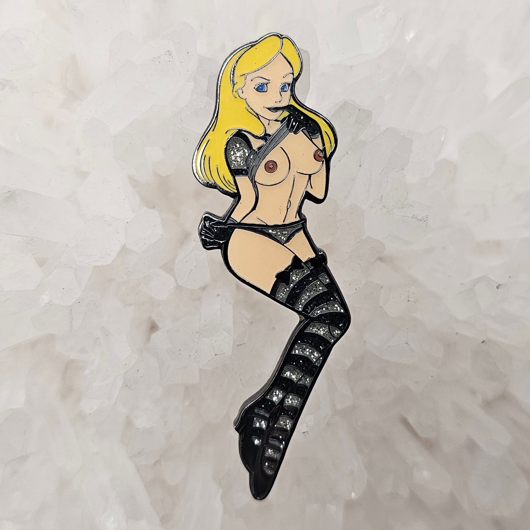 Alice In Lewd Land V1 Wonderland Kinked Erotic 90s Cartoon Pin Up Glitter Enamel Pins Hat Pins Lapel Pin Brooch Badge Festival Pin