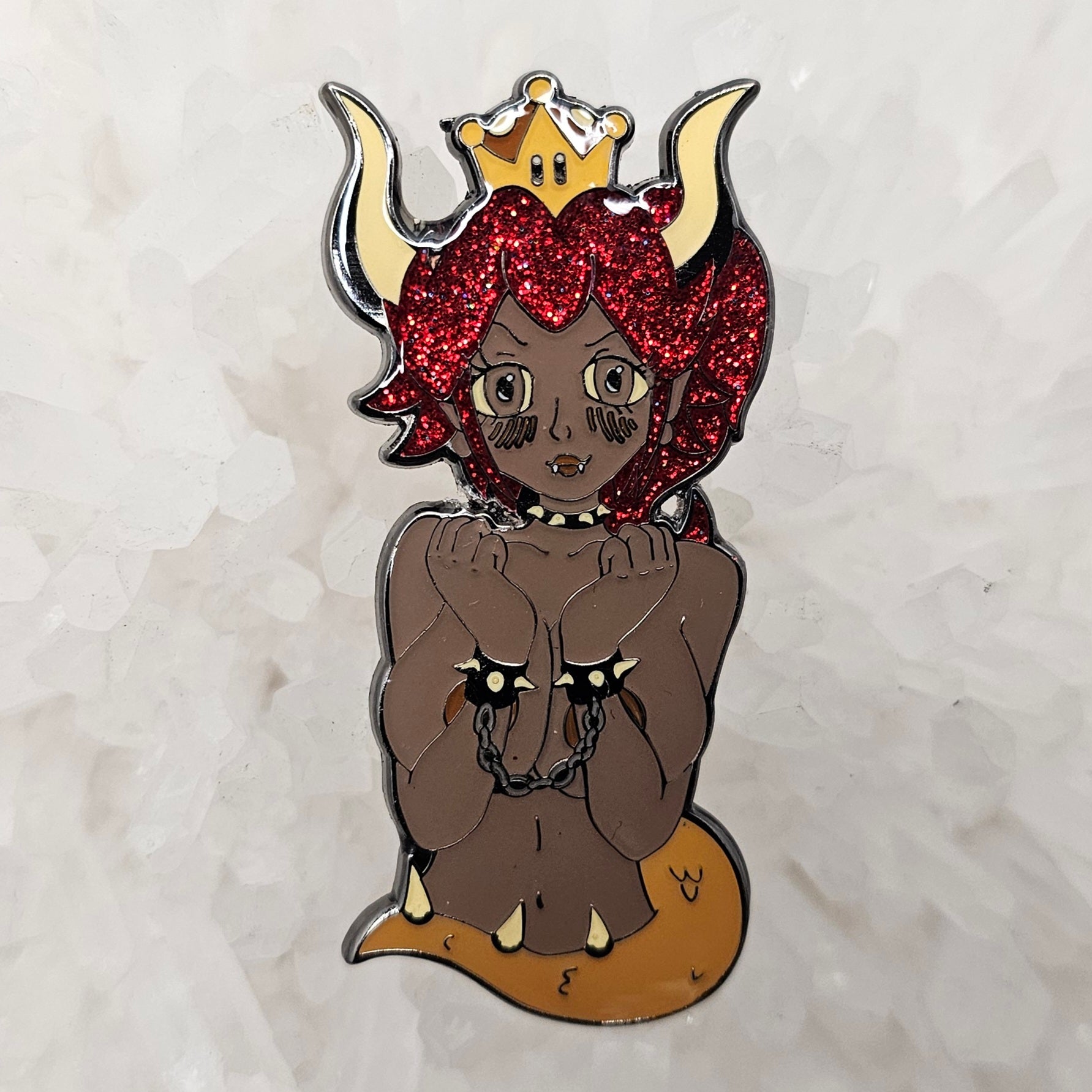 Bowsette V2 Sexy Bowser Super Kinked Mario Bros Video Game Pin Up Glitter Enamel Pins Hat Pins Lapel Pin Brooch Badge Festival Pin