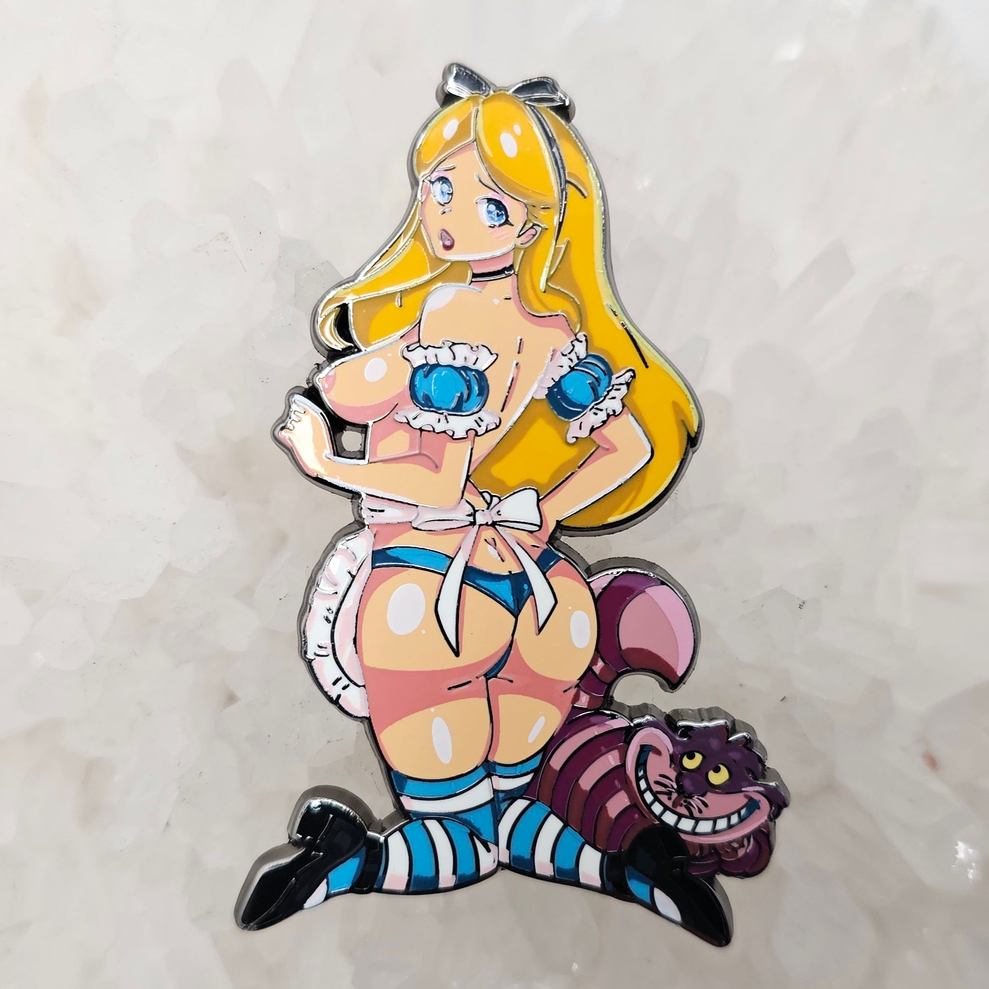 Alice Is Thicc In Wonderland V1 Sexy Lewd Erotic 90s Cartoon Enamel Pins Hat Pins Lapel Pin Brooch Badge Festival Pin