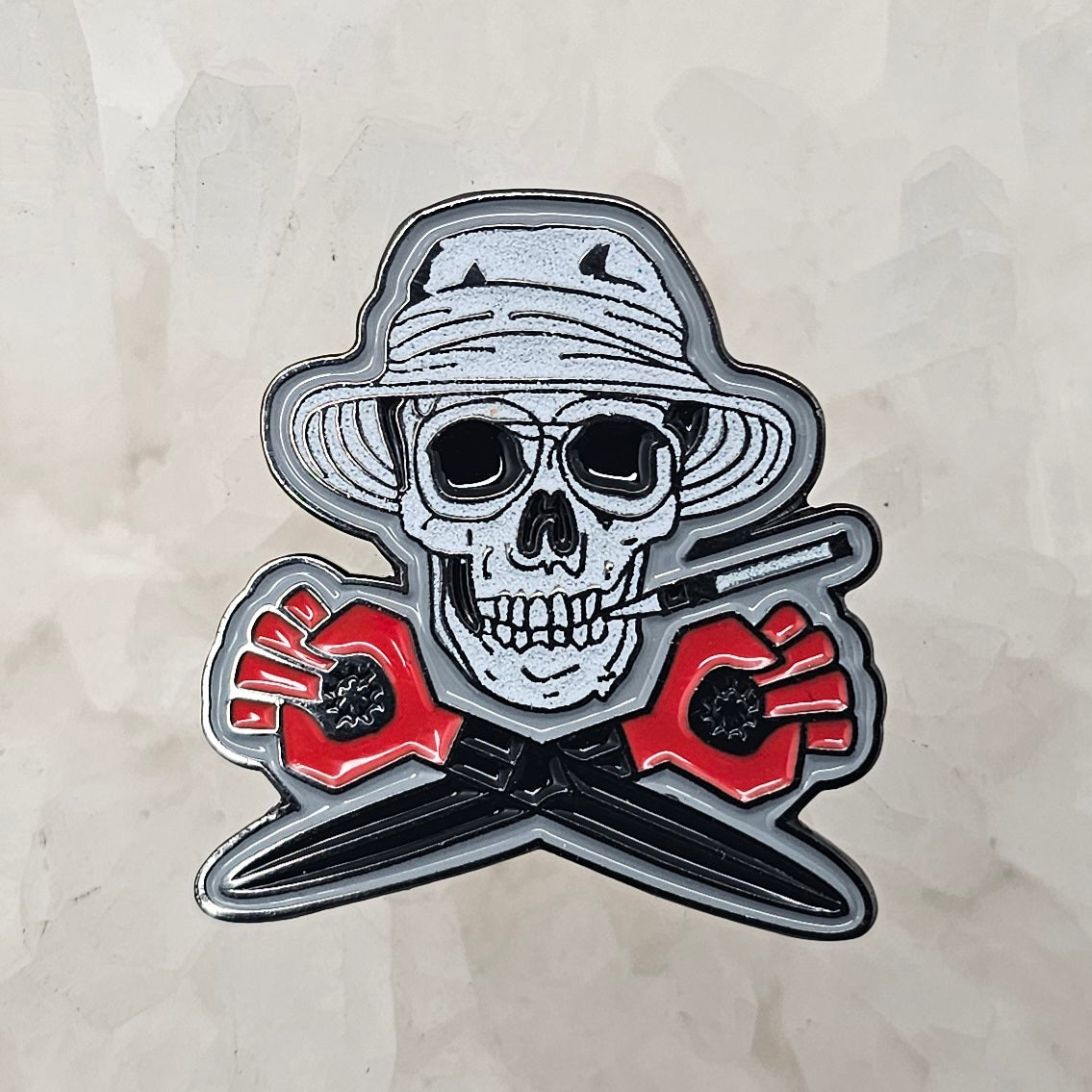 Hunter S Thompson Skull Adrenochrome Dropper Fear N Loathing Glow Enamel Pins Hat Pins Lapel Pin Brooch Badge Festival Pin
