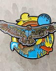 African Sky Hawk Bird Of Prey Moon Hunt Forest Dual Layer 3D Enamel Pins Hat Pins Lapel Pin Brooch Badge Festival Pin