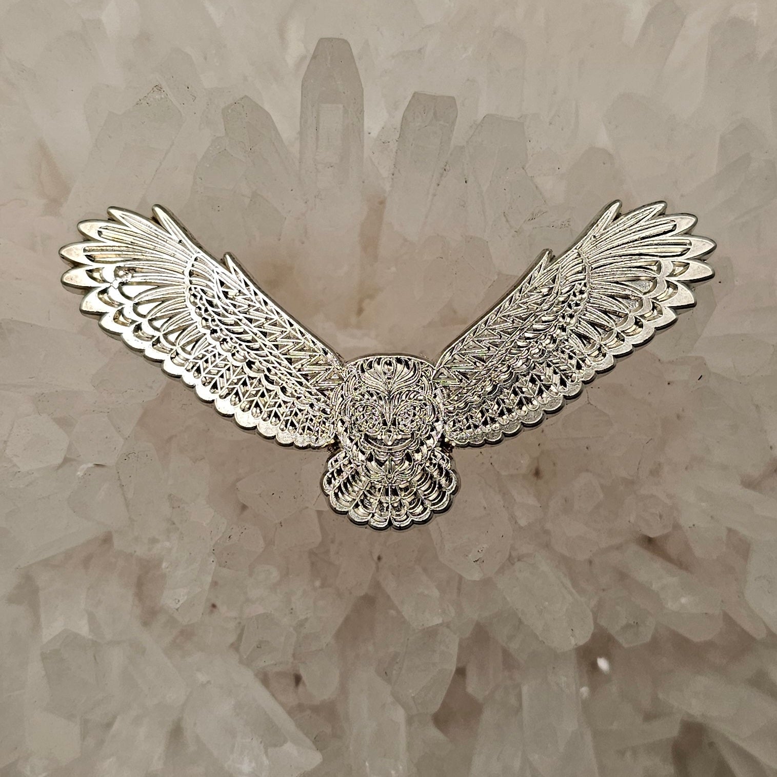 Soaring Owl Bird Of Prey Matte Silver Edition Enamel Pins Hat Pins Lapel Pin Brooch Badge Festival Pin