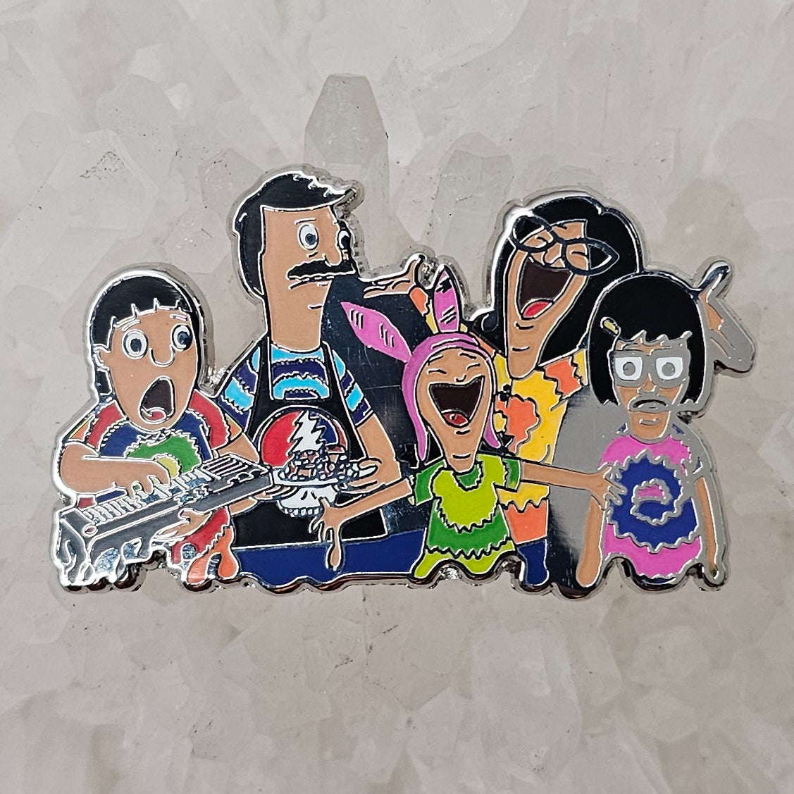 Bob&#39;s Burnouts Hippie Family Grateful Shakedown Burgers Dead Lot Glow Enamel Pins Hat Pins Lapel Pin Brooch Badge Festival Pin