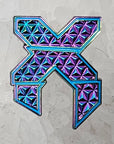 Throw Your X Up Blue Rainbow Metal Lost Edm Lands Dj Dubstep Enamel Pins Hat Pins Lapel Pin Brooch Badge Festival Pin