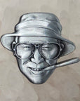 Hunter S Thompson Gonzo Fear N Loathing Bust 3D Antique Silver Metal Enamel Pins Hat Pins Lapel Pin Brooch Badge Festival Pin (Copy)