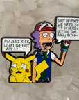 Poke-Dimension Ash Rick Pikachu Morty Mashup Glow Enamel Pin Hat Pin Lapel Pin Brooch Badge Festival Pin