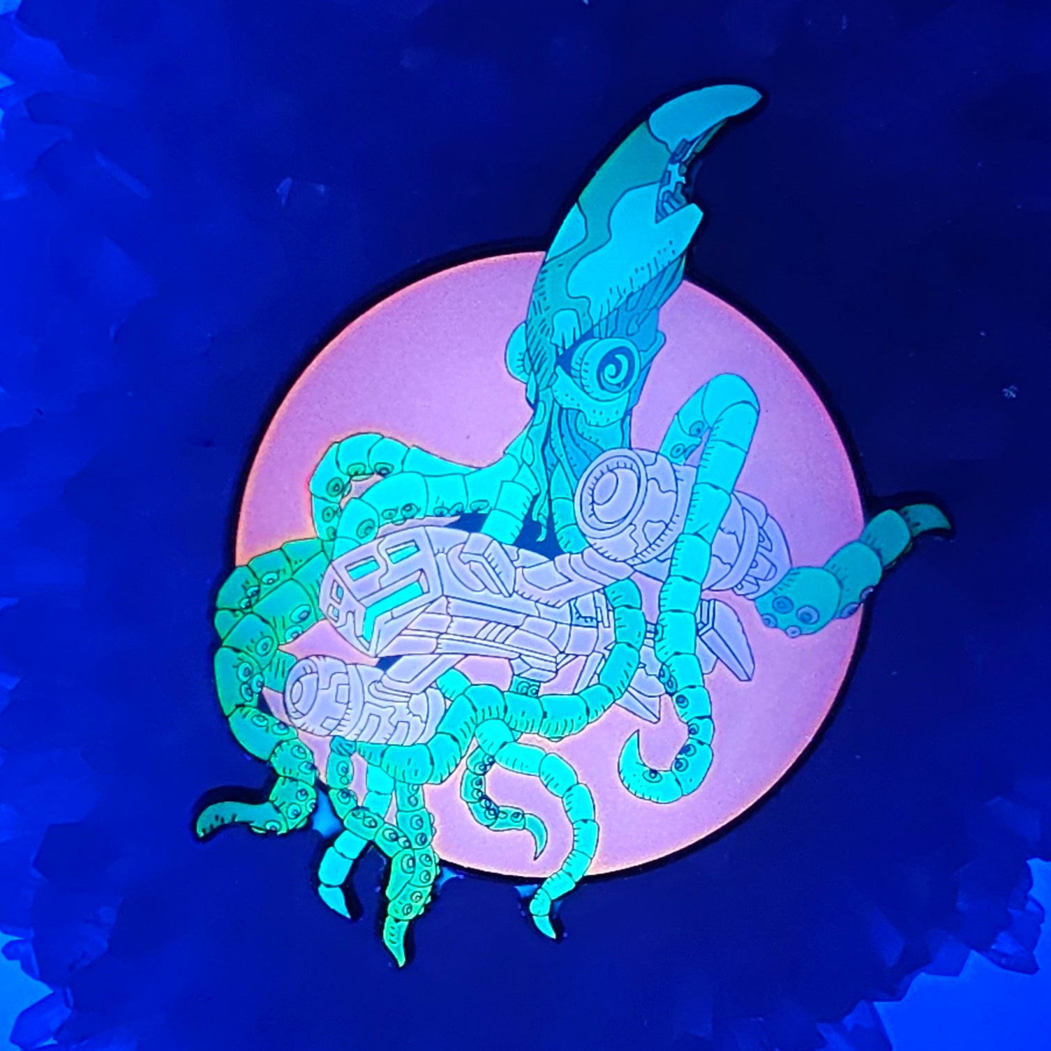 Spectral Space Squid V3 Attack Space Ship Psychedelic Art Enamel Pins Hat Pins Lapel Pin Brooch Badge Festival Pin