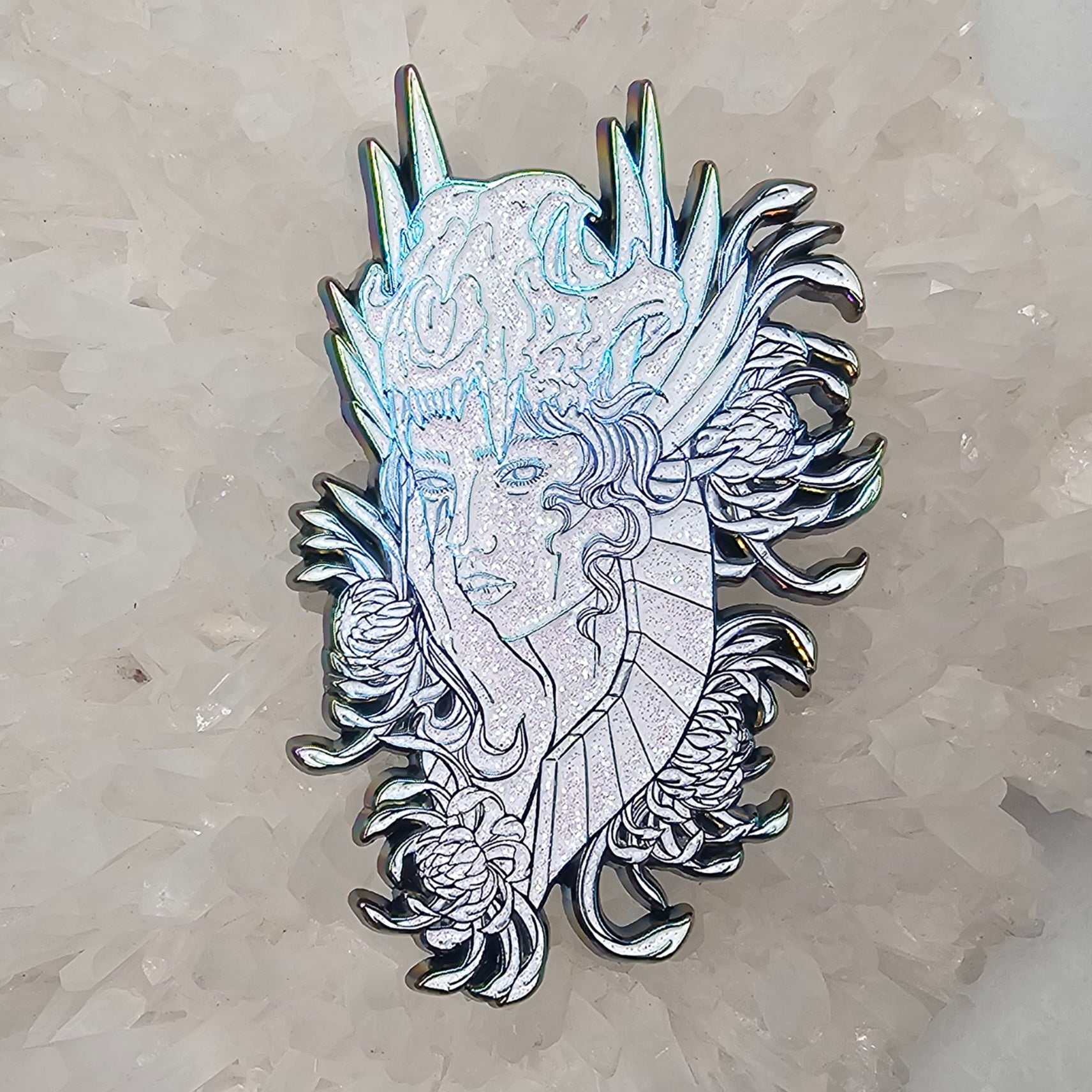 Druid Goddess Bloom V1 Flower Skull Psychedelic Art Enamel Pins Hat Pins Lapel Pin Brooch Badge Festival Pin