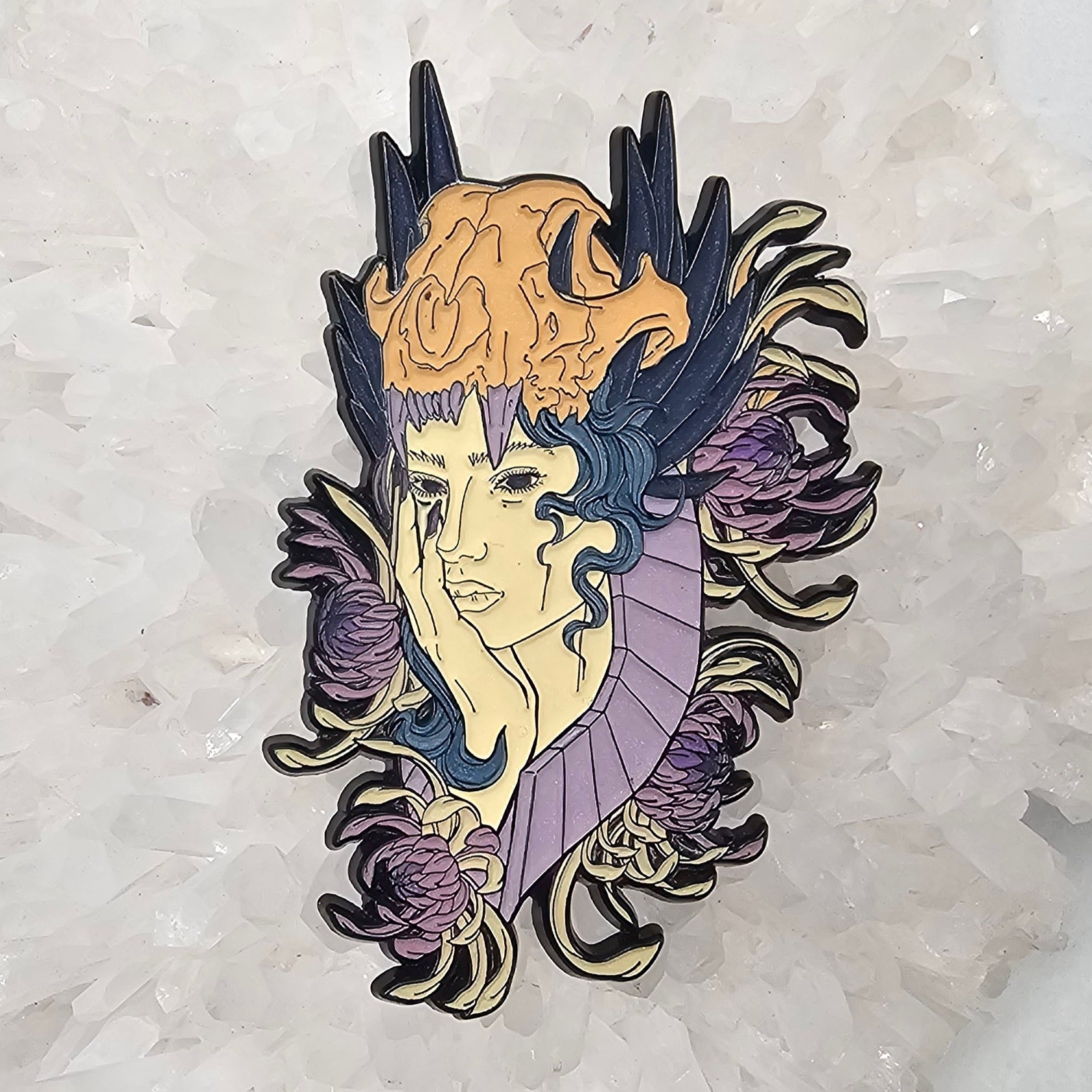 Druid Goddess Bloom V2 Flower Skull Psychedelic Art Enamel Pins Hat Pins Lapel Pin Brooch Badge Festival Pin