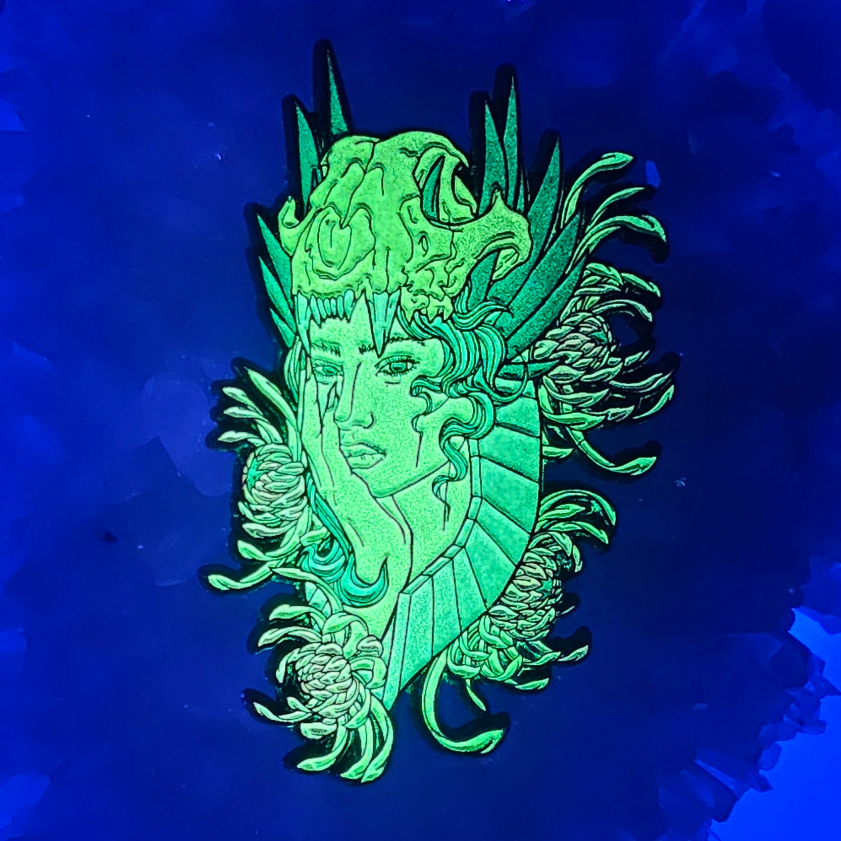 Druid Goddess Bloom V2 Flower Skull Psychedelic Art Enamel Pins Hat Pins Lapel Pin Brooch Badge Festival Pin