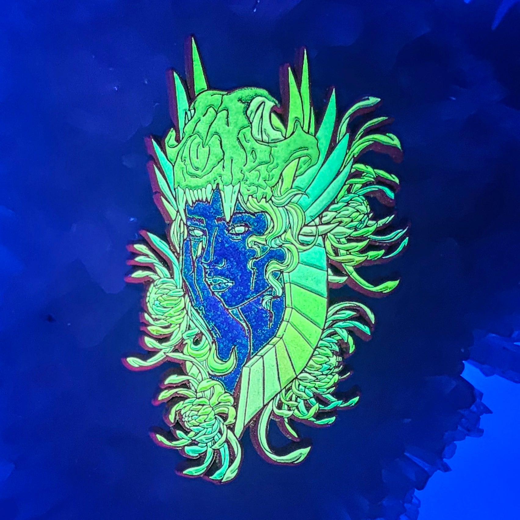 Druid Goddess Bloom V3 Flower Skull Psychedelic Art Enamel Pins Hat Pins Lapel Pin Brooch Badge Festival Pin