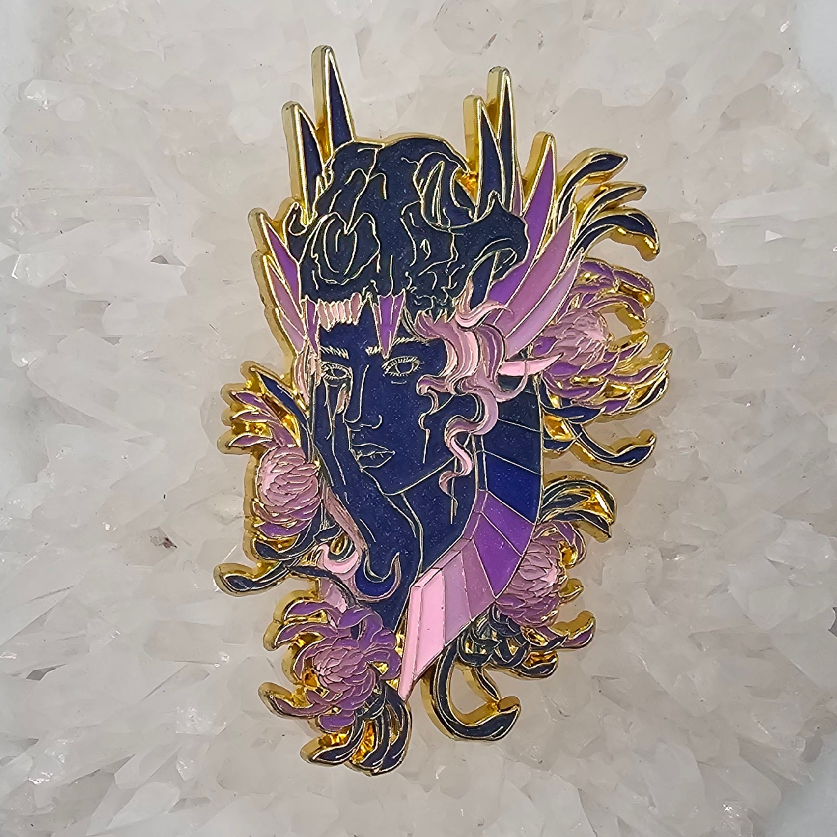 Druid Goddess Bloom V5 Flower Skull Psychedelic Art Enamel Pins Hat Pins Lapel Pin Brooch Badge Festival Pin