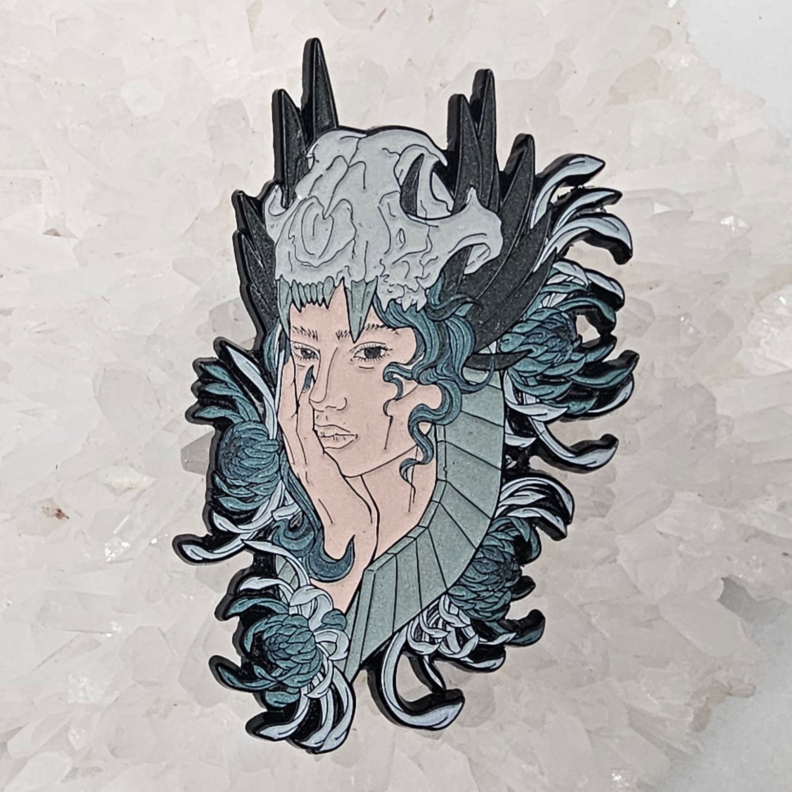 Druid Goddess Bloom V6 Flower Skull Psychedelic Art Enamel Pins Hat Pins Lapel Pin Brooch Badge Festival Pin