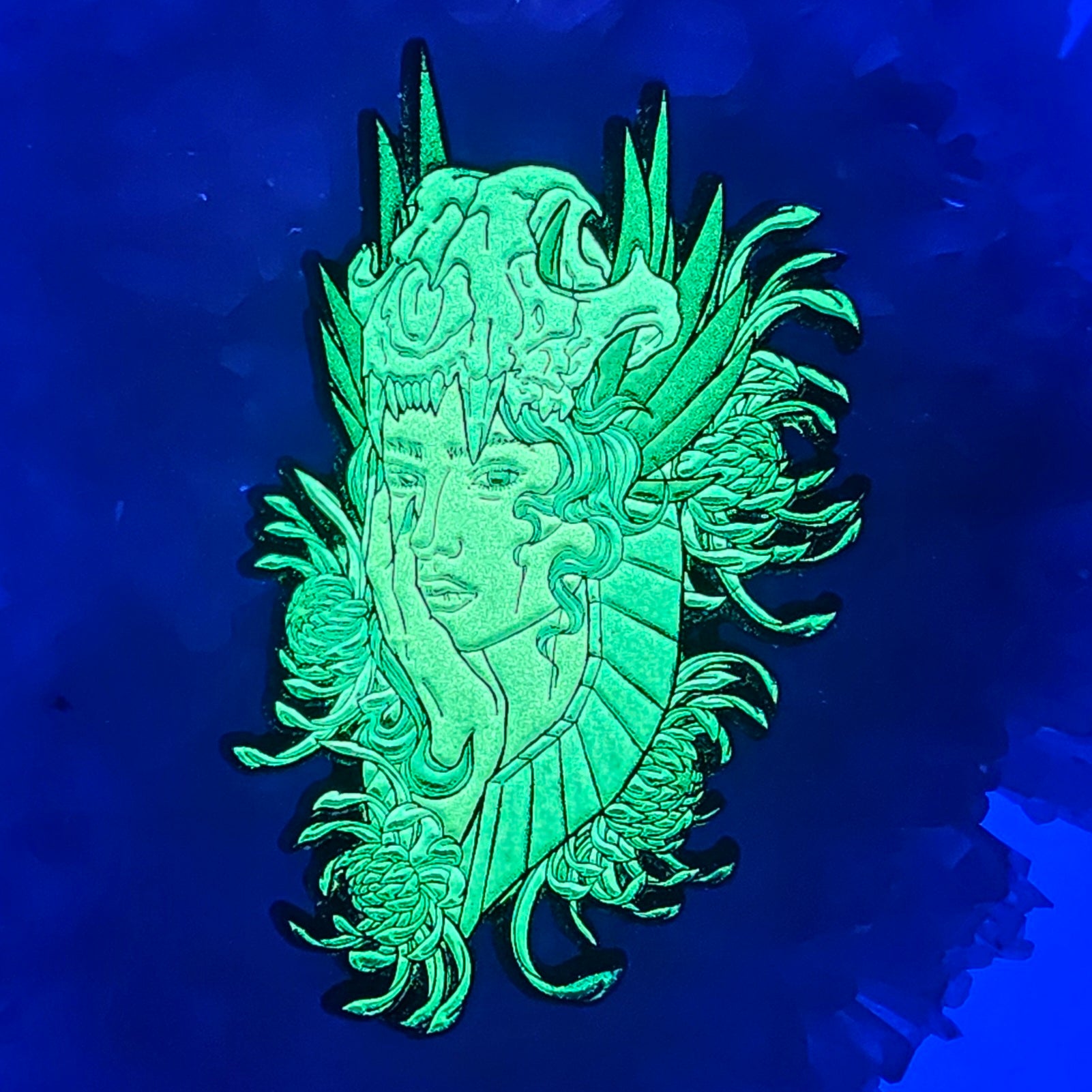 Druid Goddess Bloom V6 Flower Skull Psychedelic Art Enamel Pins Hat Pins Lapel Pin Brooch Badge Festival Pin