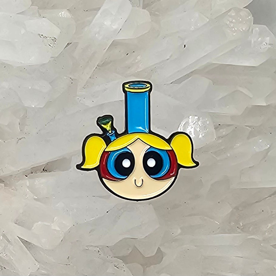 Power Puff Buttercup Bong Weed Girls Micro Enamel Pins Hat Pins Lapel Pin Brooch Badge Festival Pin