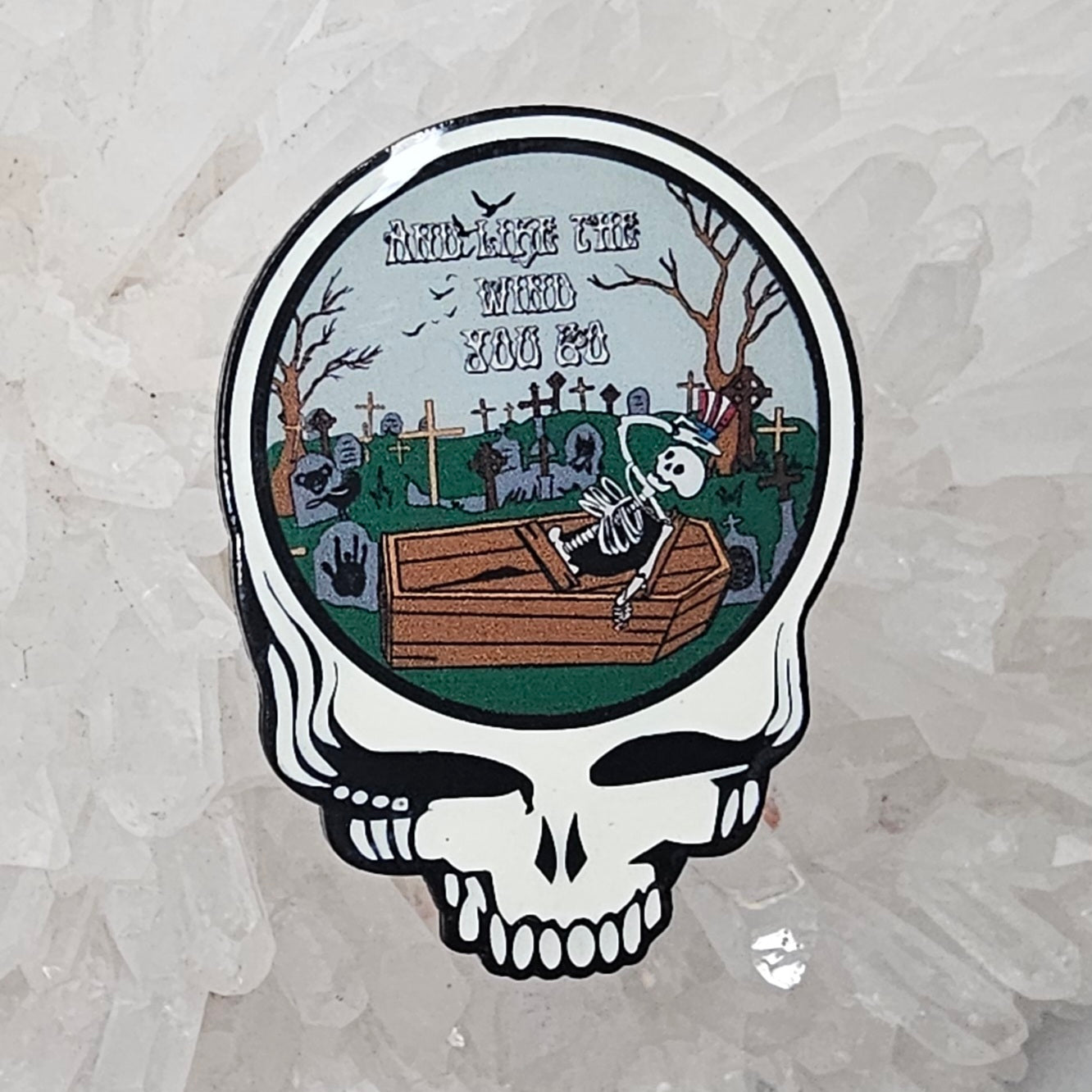 And Like The Wind You Go Stealie NFA Dancing Bear Skeleton Glow Enamel Pins Hat Pins Lapel Pin Brooch Badge Festival Pin