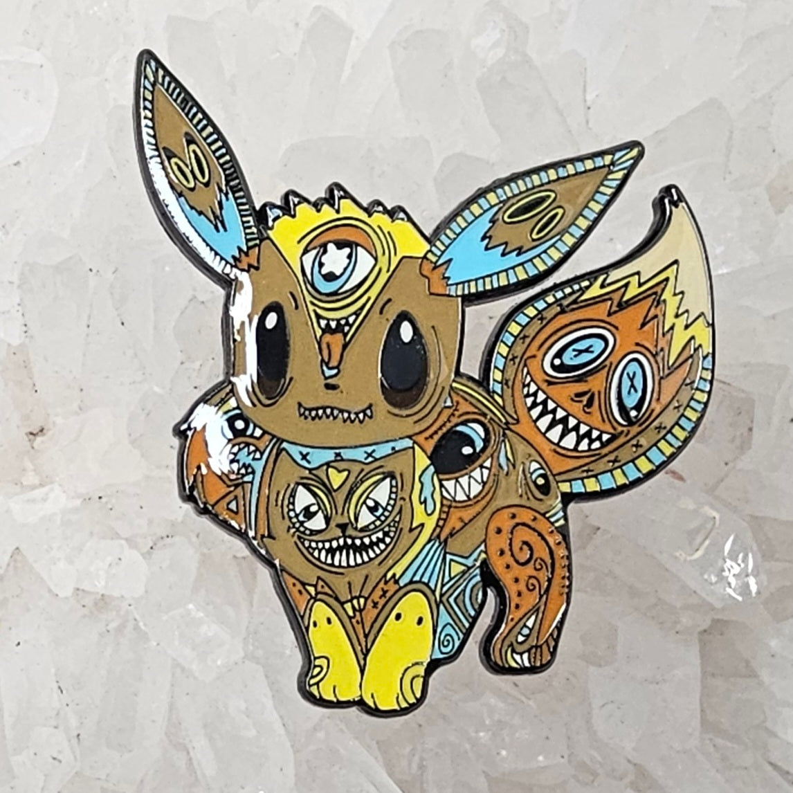 Psychedelic Monster Face Eevee Demons Poke Ball Video Game Enamel Pins Hat Pins Lapel Pin Brooch Badge Festival Pin