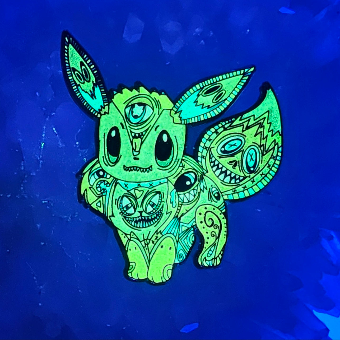 Psychedelic Monster Face Eevee Demons Poke Ball Video Game Enamel Pins Hat Pins Lapel Pin Brooch Badge Festival Pin