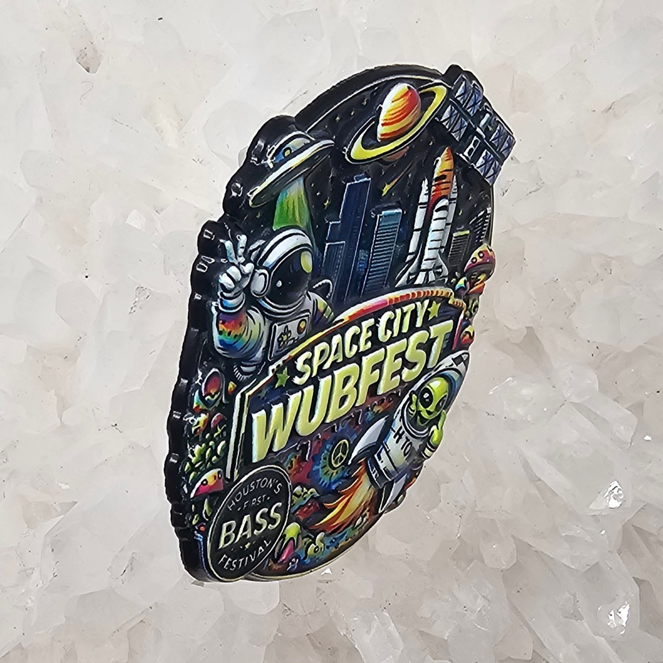 Space City Wubfest Houston Texas Edm Dubstep Bass Music 3D Enamel Pins Hat Pins Lapel Pin Brooch Badge Festival Pin