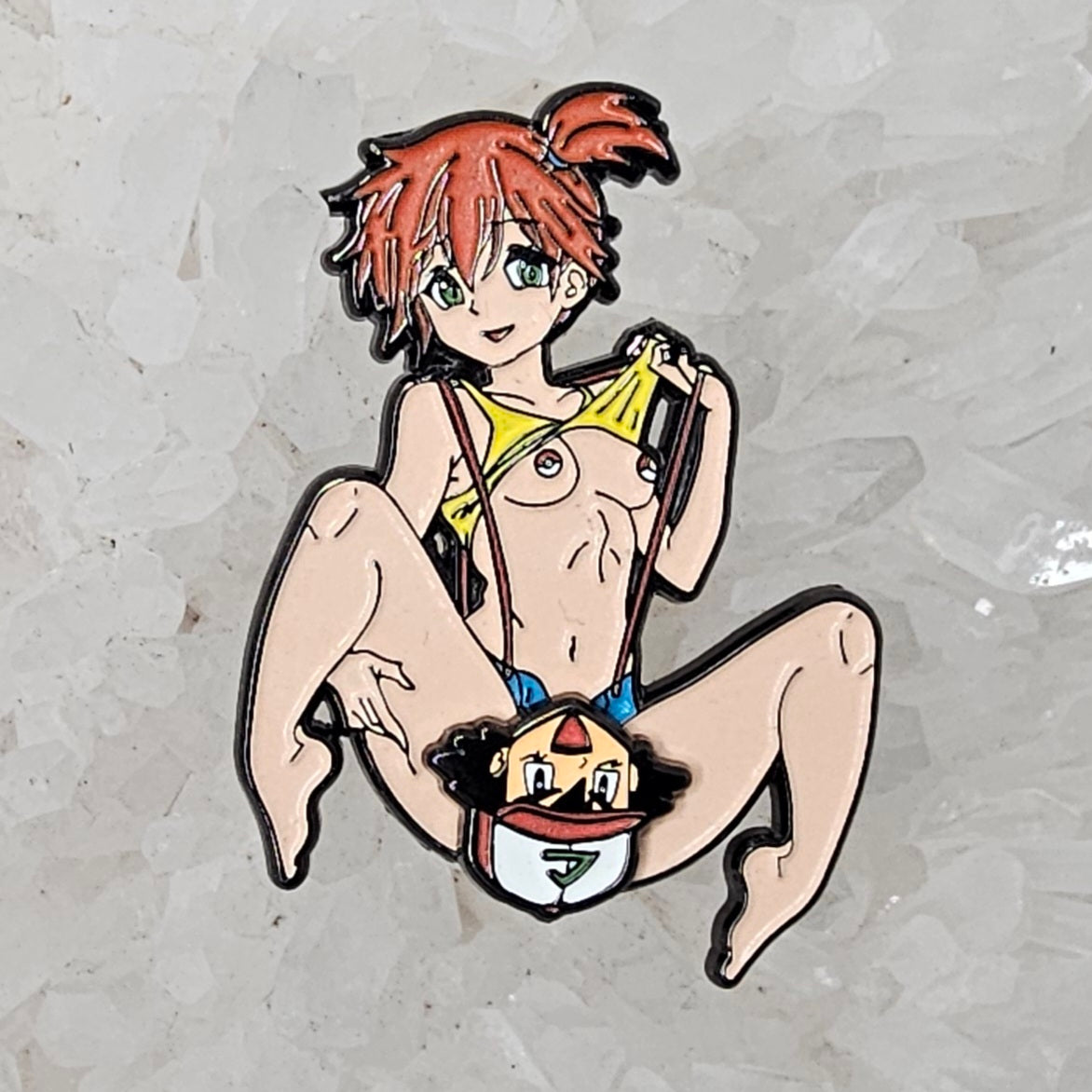 10 Pack - Pussymon Kinky Gym Leader Twisty Misty &amp; Ash Poke Mon Video Game Kinked Sexy Wholesale Spinner Glow Enamel Pins Bulk Hat Pins Lapel Pin Brooch Badge Festival Pin