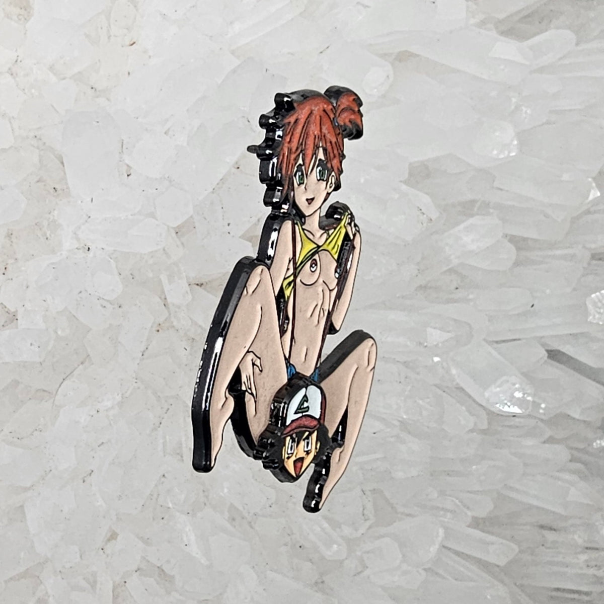 10 Pack - Pussymon Kinky Gym Leader Twisty Misty &amp; Ash Poke Mon Video Game Kinked Sexy Wholesale Spinner Glow Enamel Pins Bulk Hat Pins Lapel Pin Brooch Badge Festival Pin