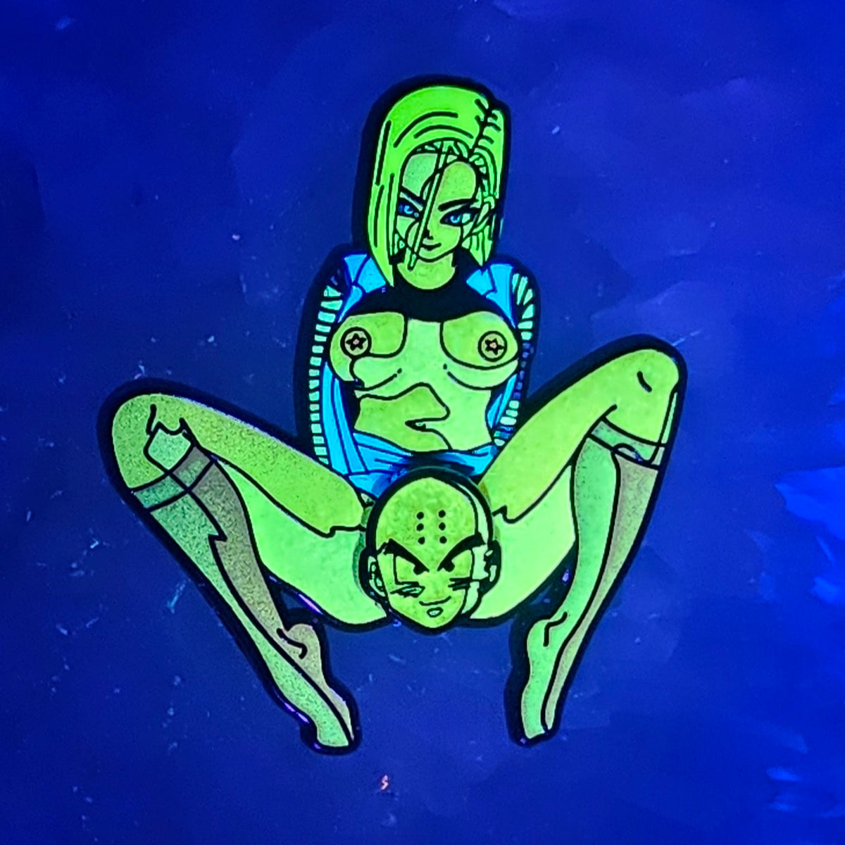 5 Pack - Show Me Your Dragon Balls Sexy Android 18 &amp; Krillin Pin Up Hentai Dbz Anime Wholesale Spinner Glow Enamel Pins Hat Pins Lapel Pin Brooch Badge Festival Pin