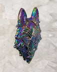 Sacred Crystal Wolf Green Eye Fractal Coyote Trippy Dog Psychedelic Art Wolves 3D Rainbow Metal Enamel Pin Hat Pin Lapel Pin Brooch Badge Festival Pin
