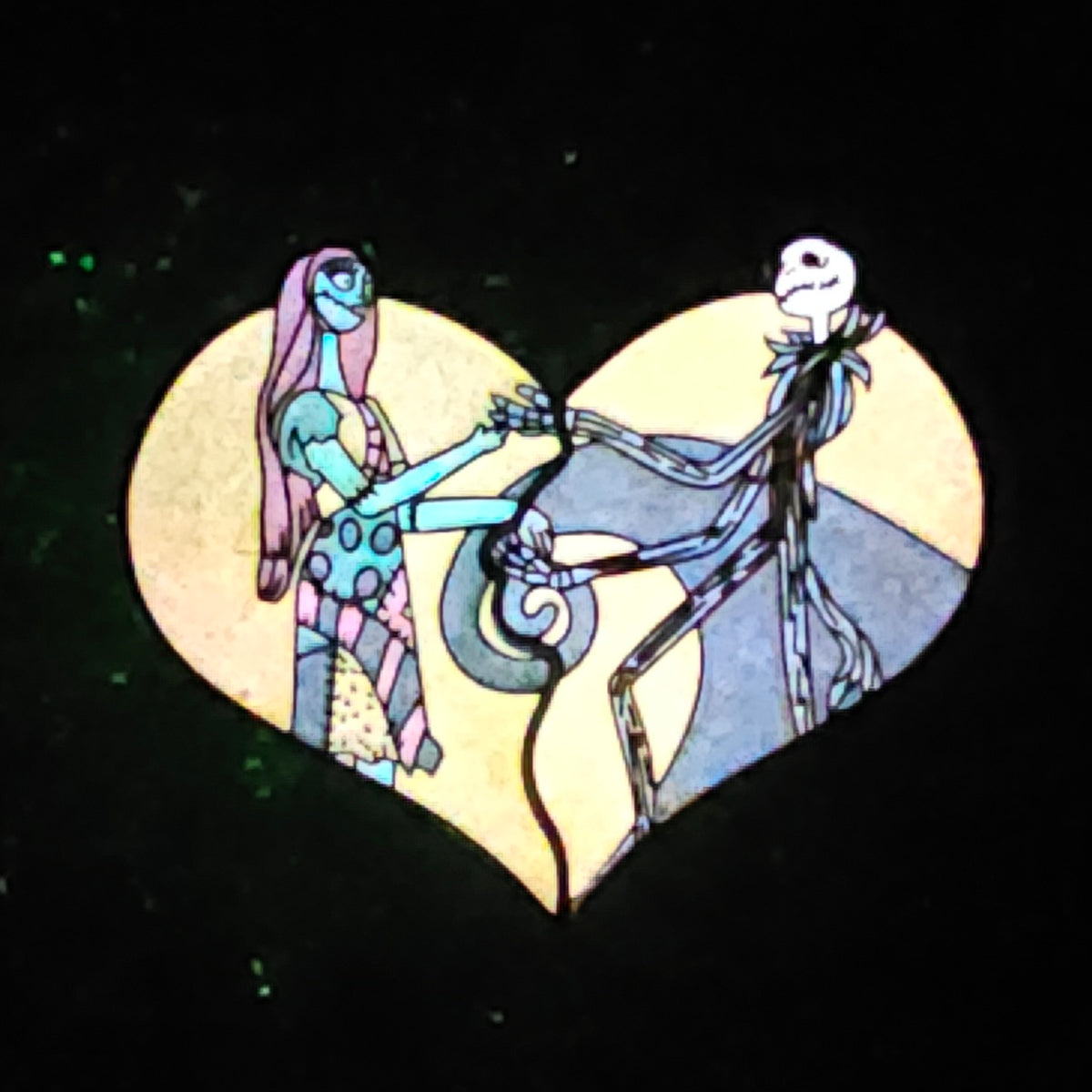Jack &amp; Sally Nightmare Before Love Christmas Couples His And Hers Set Glow Enamel Pin Hat Pin Lapel Pin Brooch Badge Festival Pin Set(2)