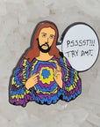 10 Pack - Deemsus Psssst Try Dmt Hippie Jesus Festie Wook Deemster Wholesale Black Nickel Glow Enamel Pins Limited Edition Bulk Hat Pins Lapel Pin Brooch Badge Festival Pin