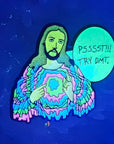 Deemsus Psssst Try Dmt Hippie Jesus Festie Wook Deemster Black Nickel Glow Enamel Pins Limited Edition Hat Pins Lapel Pin Brooch Badge Festival Pin
