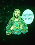 Deemsus Psssst Try Dmt Hippie Jesus Festie Wook Deemster Black Nickel Glow Enamel Pins Limited Edition Hat Pins Lapel Pin Brooch Badge Festival Pin