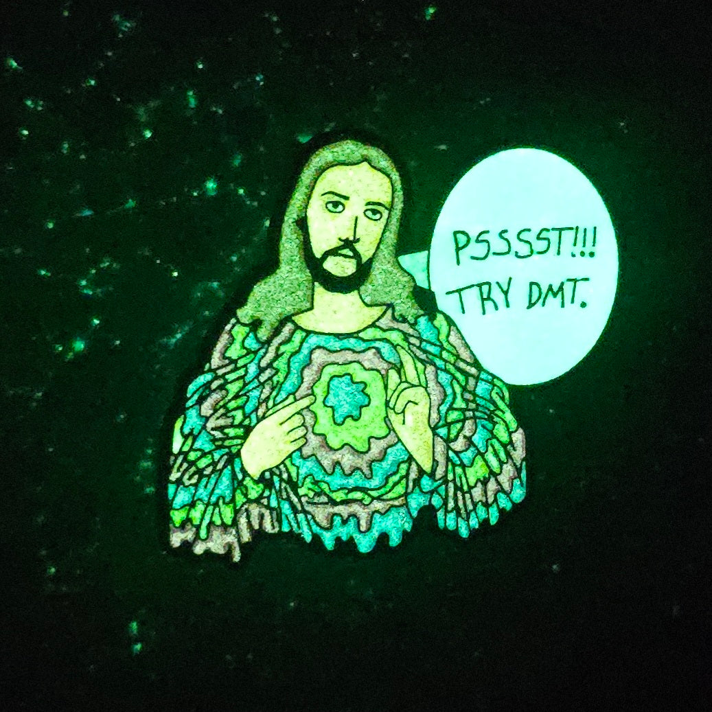 10 Pack - Deemsus Psssst Try Dmt Hippie Jesus Festie Wook Deemster Wholesale Black Nickel Glow Enamel Pins Limited Edition Bulk Hat Pins Lapel Pin Brooch Badge Festival Pin