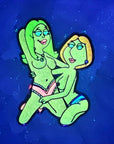 10 Pack - Kinked Francine & Lois American Family Dad Guy Sexy Cartoon Pin Up Wholesale Green Glow Enamel Pin Bulk Hat Pin Lapel Pin Brooch Badge Festival Pin